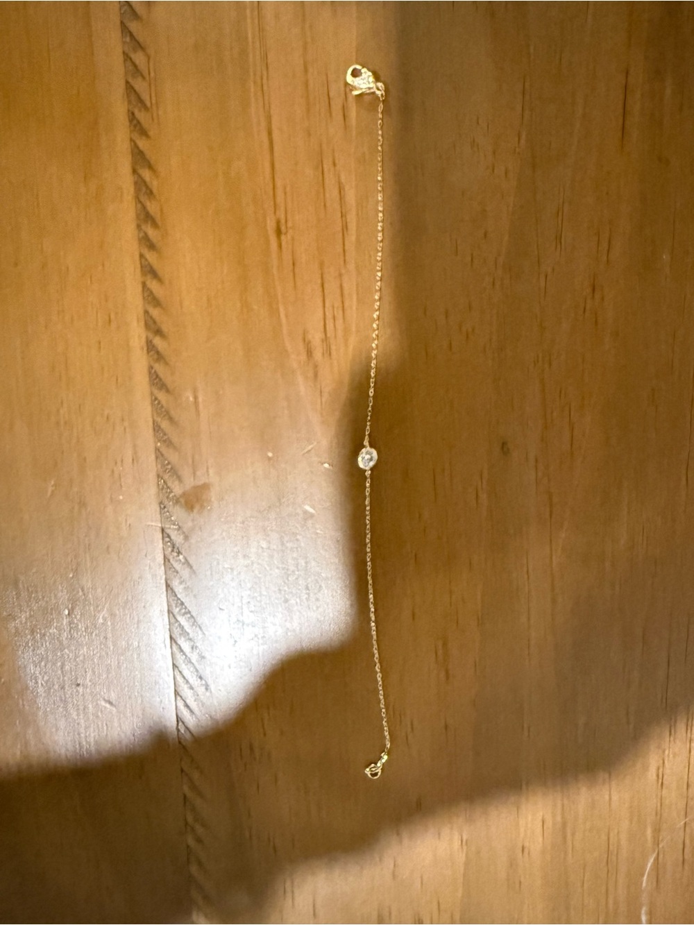 Delicate Gold Chain Bracelet with Clear Stone Accent